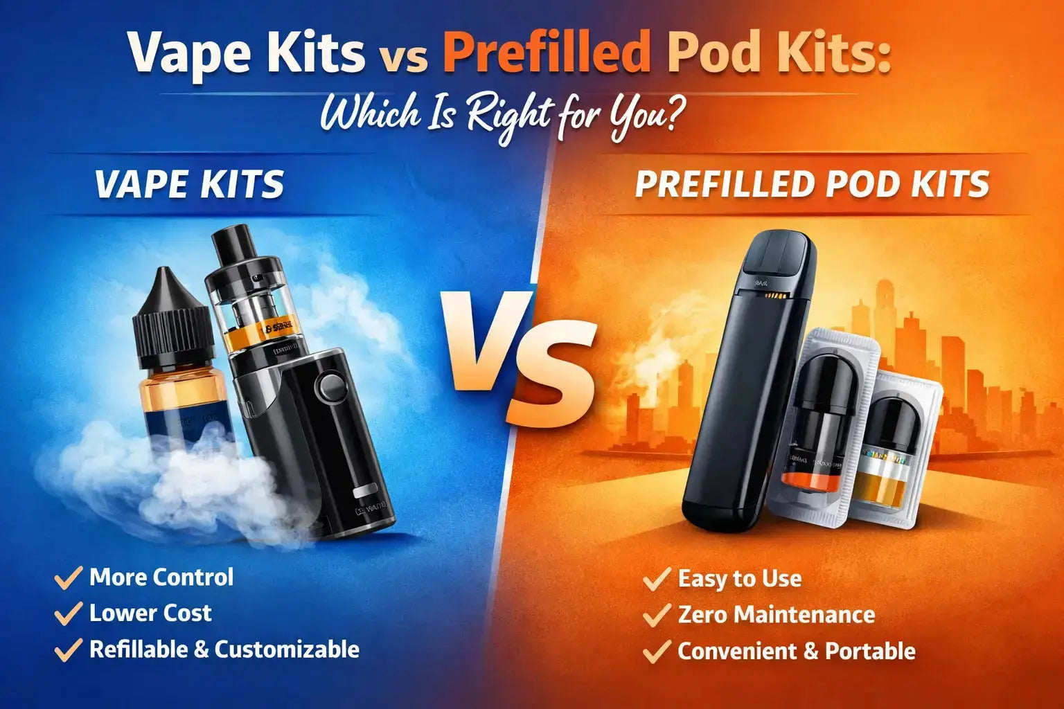 Vape Kits vs Prefilled Pod Kits: Which Is Better for You? Vape Kits vs Prefilled Pod Kits: Which Is Better for You?