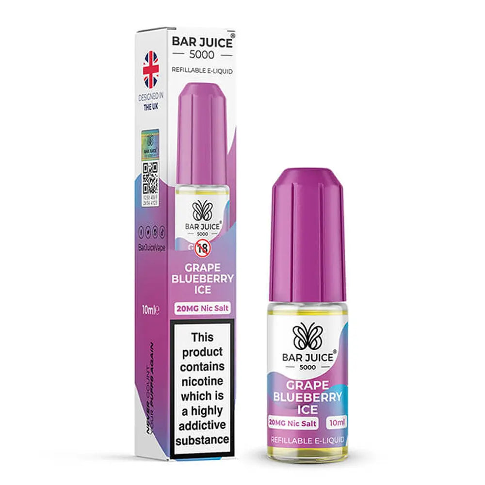 Grape Blueberry Ice Nic Salt E-Liquid by Bar Juice 5000 Barjuice