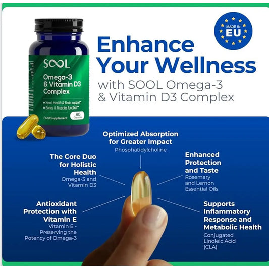 SOOL Omega-3 & Vitamin D3 Complex 90 Capsules