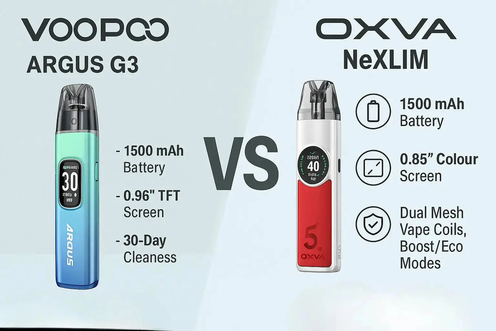 Argus G3 vs OXVA NeXLIM Best Pod Vape Kit 2025 Comparison Argus G3 vs OXVA NeXLIM Best Pod Vape Kit 2025 Comparison