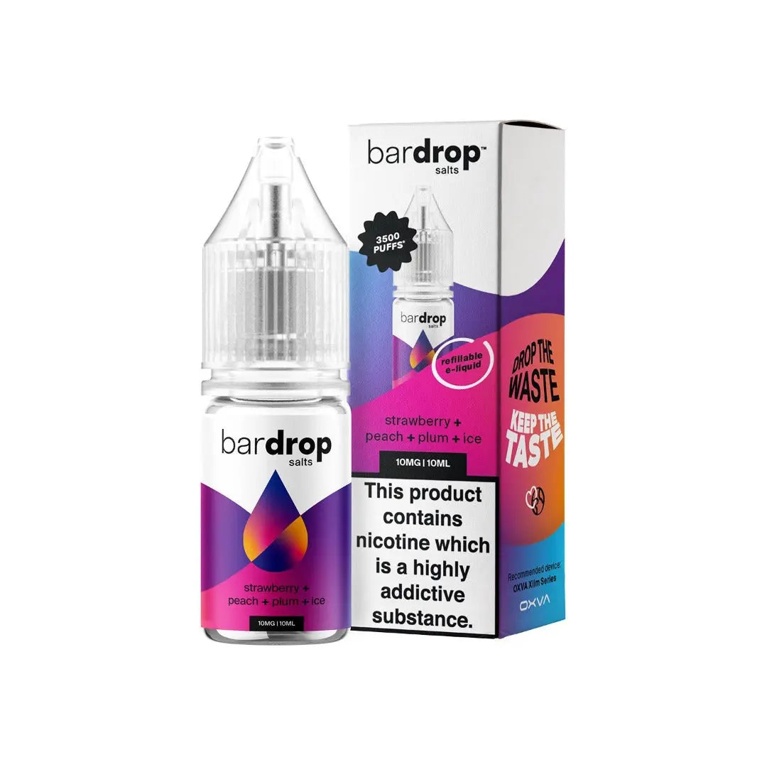 Bar Drop Strawberry Peach Plum Ice 10ml Nic Salt E-Liquid