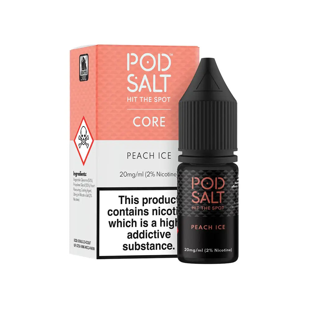 Peach Ice Nic Salt E-Liquid by Pod Salt Core Pod Salt