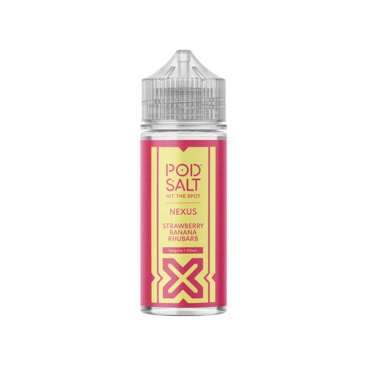 Pod Salt Nexus Strawberry Banana Rhubarb 0mg 100ml Shortfill