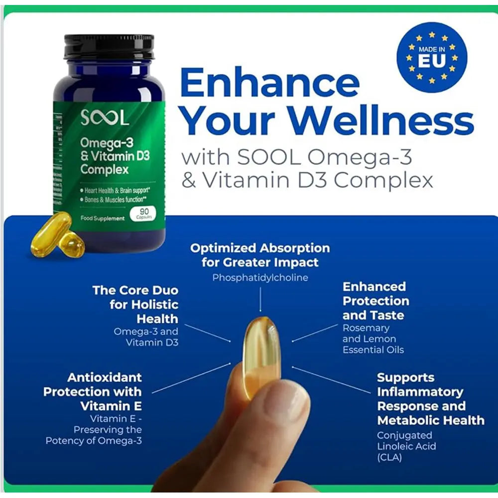 Sool Omega-3 & Vitamin D3 Complex 90 Capsules Sool