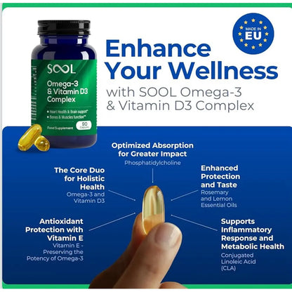 Sool Omega-3 & Vitamin D3 Complex 90 Capsules Sool